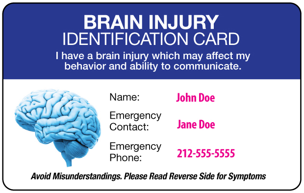 front of brain injury id card